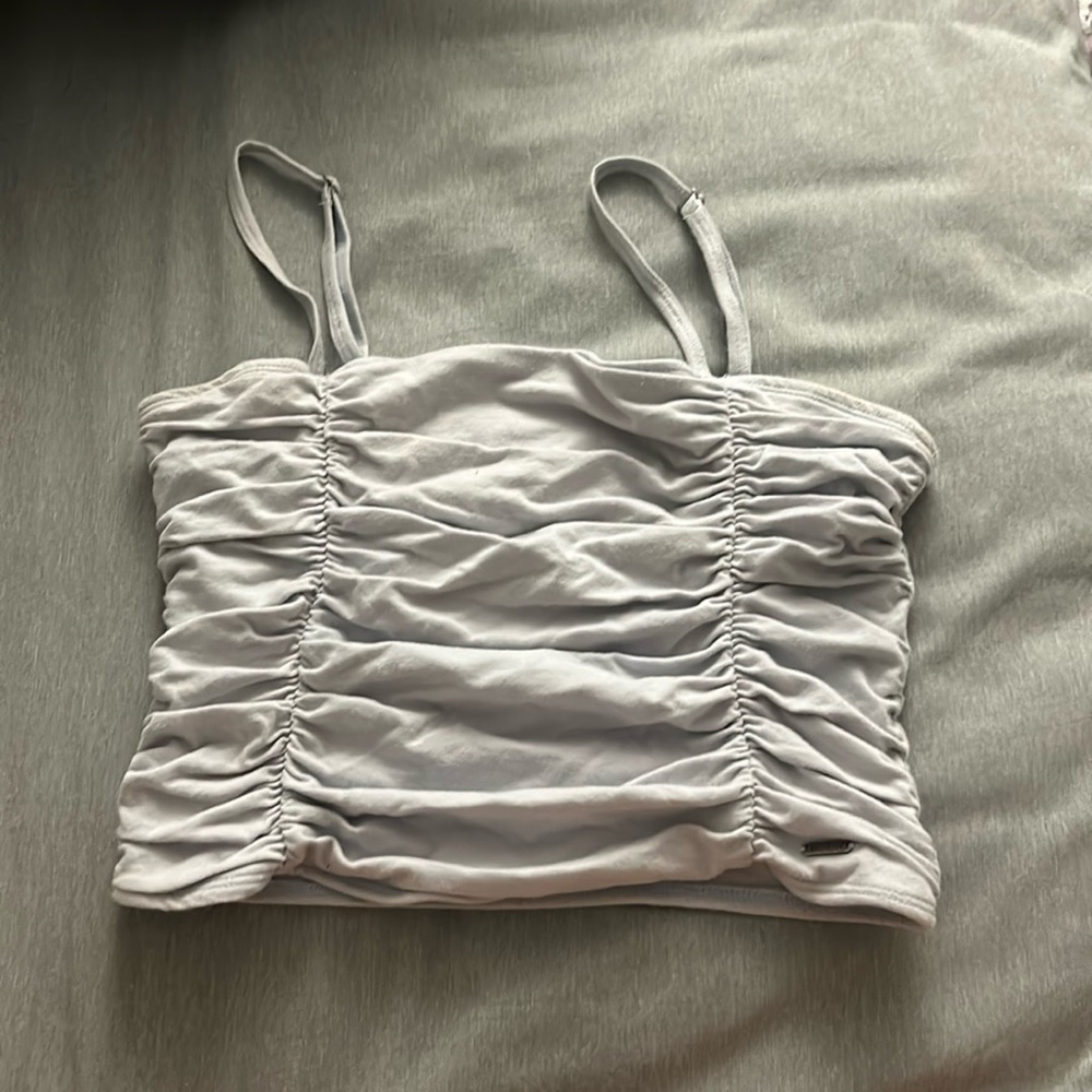 Hollister ruched tank top light blue
